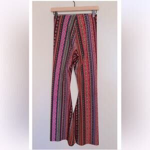 Show me Your Mumu bam am flare pants boho pink floral bell bottom stretch size S